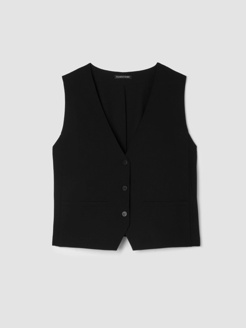 Eileen Fisher Black V-Neck Short Vest